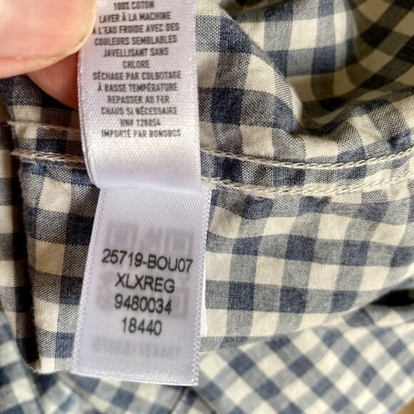 Bonobos Blueish Grey Checkered Long Sleeve Button Down Shirt Slim Fit XL - Picture 10 of 10